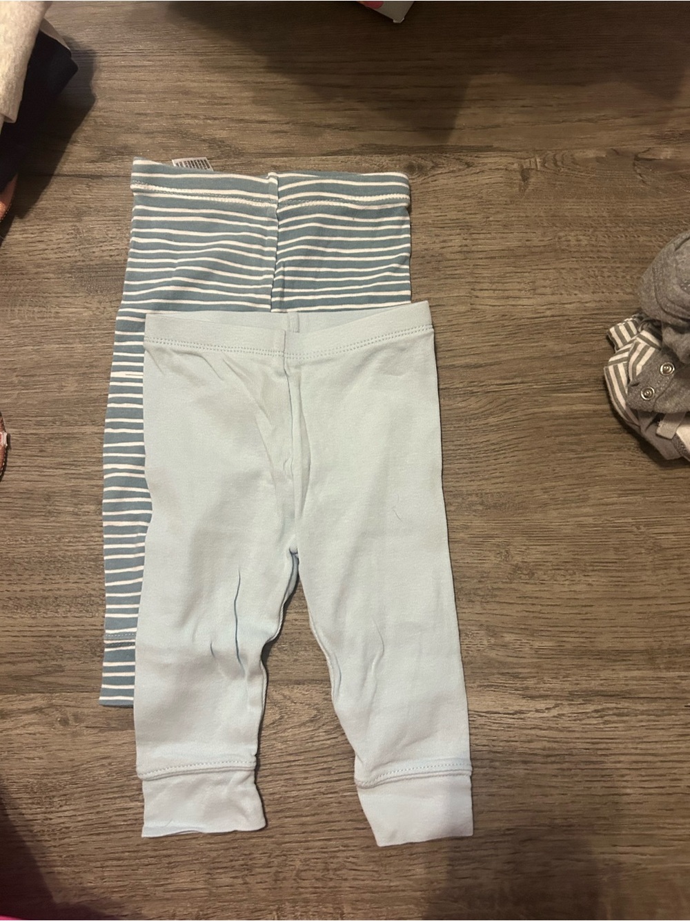 cloud island Light Blue Baby Leggings Set – Solid & Striped